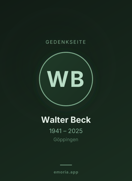 Gedenkportrait von Walter Beck