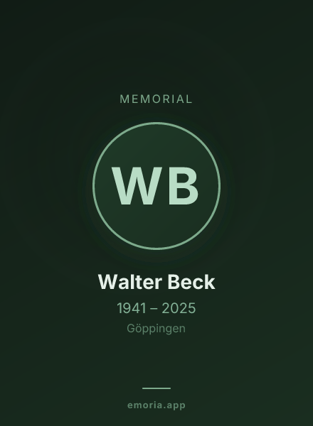 Memorial portrait of Walter Beck