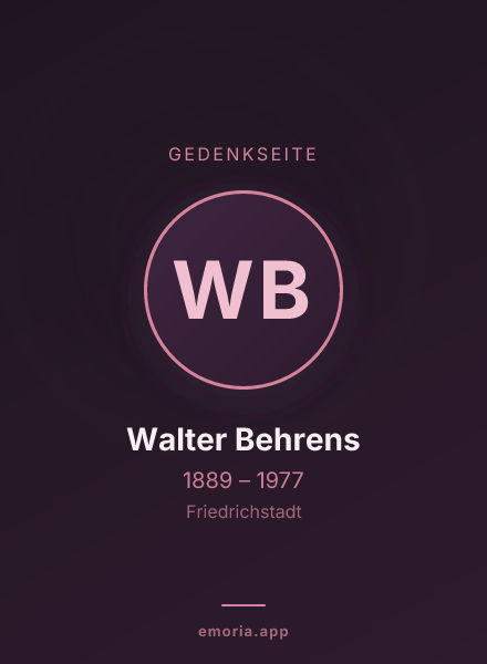 Gedenkportrait von Walter Behrens