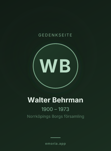 Gedenkportrait von Walter Behrman