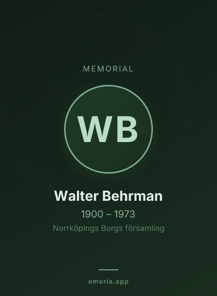 Memorial portrait of Walter Behrman