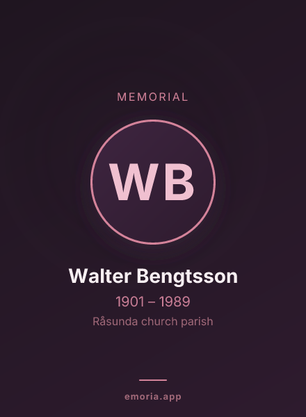 Memorial portrait of Walter Bengtsson