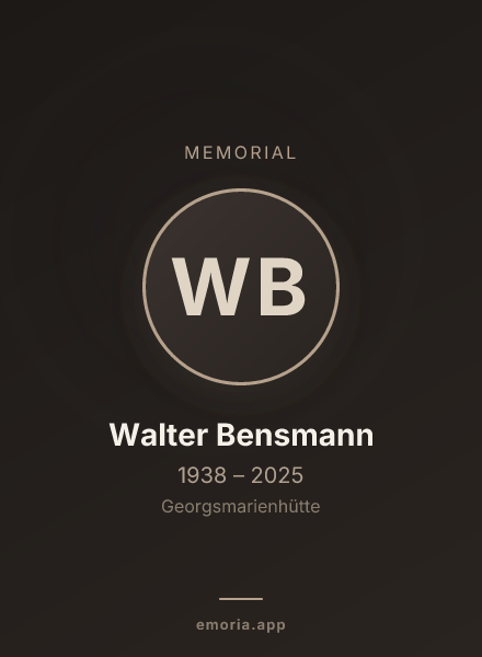 Memorial portrait of Walter Bensmann
