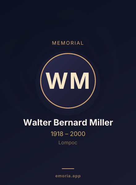 Memorial portrait of Walter Bernard Miller