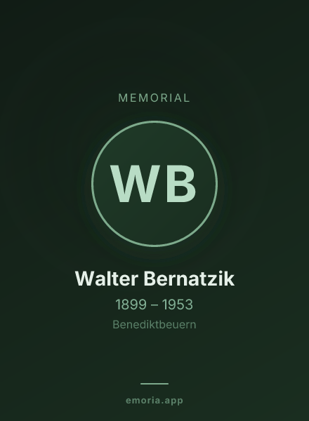Memorial portrait of Walter Bernatzik