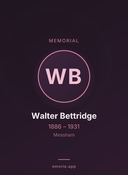 Memorial portrait of Walter Bettridge