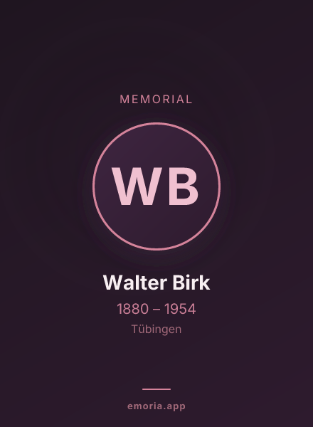 Memorial portrait of Walter Birk