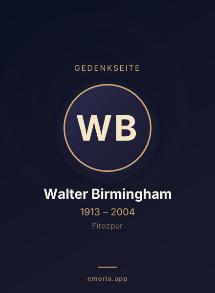 Gedenkportrait von Walter Birmingham