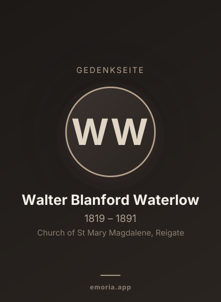 Gedenkportrait von Walter Blanford Waterlow