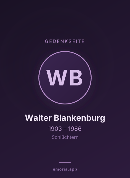 Gedenkportrait von Walter Blankenburg