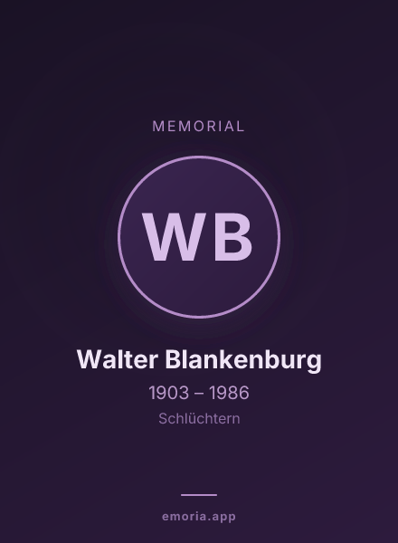 Memorial portrait of Walter Blankenburg