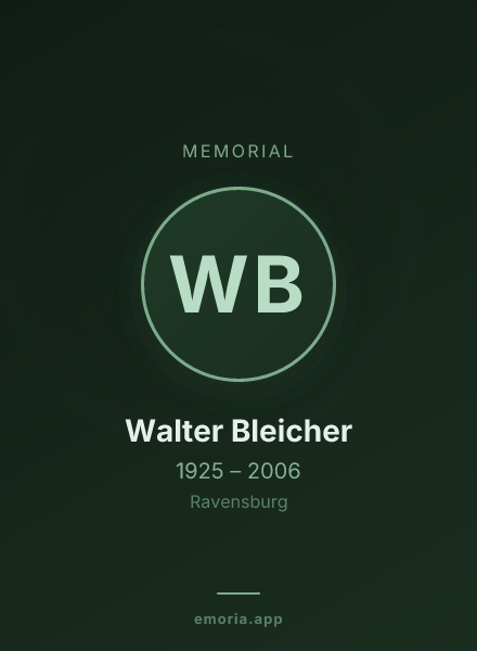 Memorial portrait of Walter Bleicher