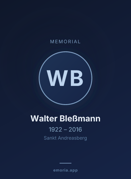 Memorial portrait of Walter Bleßmann