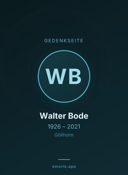 Gedenkportrait von Walter Bode