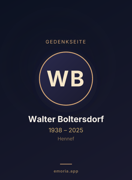 Gedenkportrait von Walter Boltersdorf