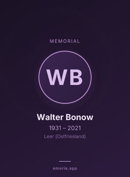 Memorial portrait of Walter Bonow