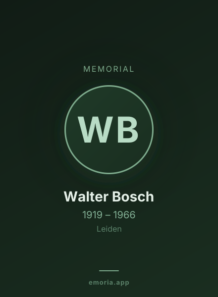 Memorial portrait of Walter Bosch