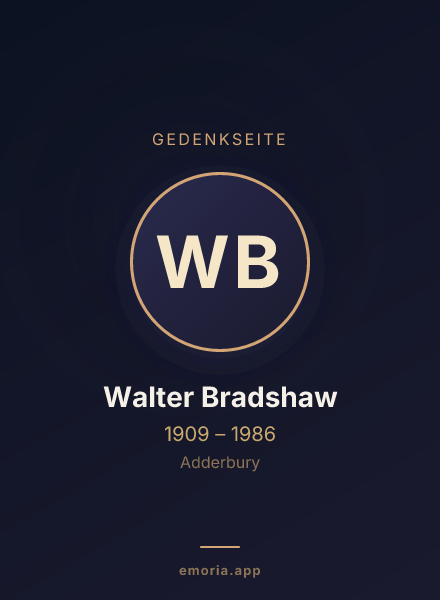 Gedenkportrait von Walter Bradshaw