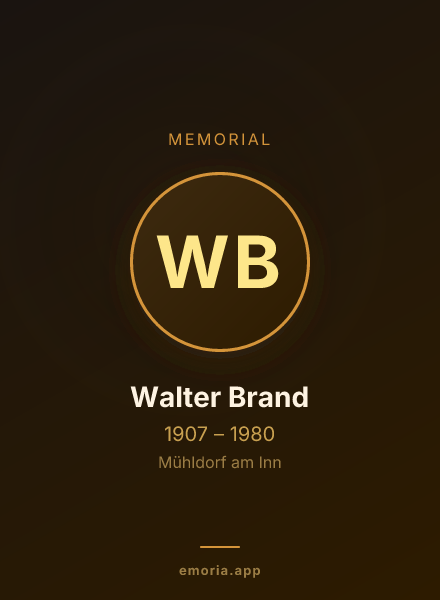 Memorial portrait of Walter Brand