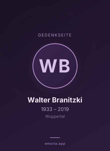 Gedenkportrait von Walter Branitzki