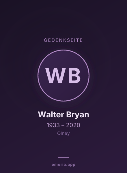 Gedenkportrait von Walter Bryan