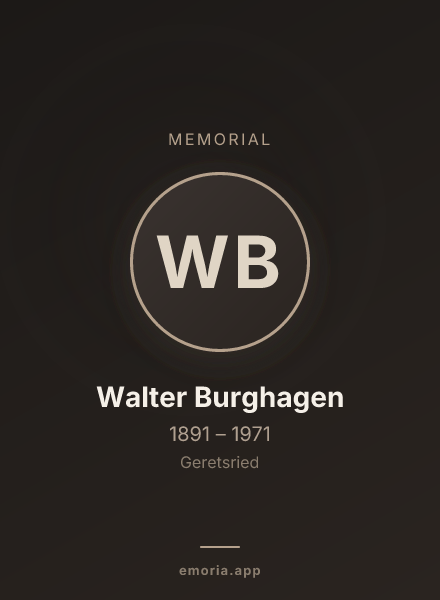 Memorial portrait of Walter Burghagen