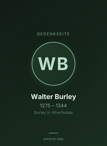 Gedenkportrait von Walter Burley