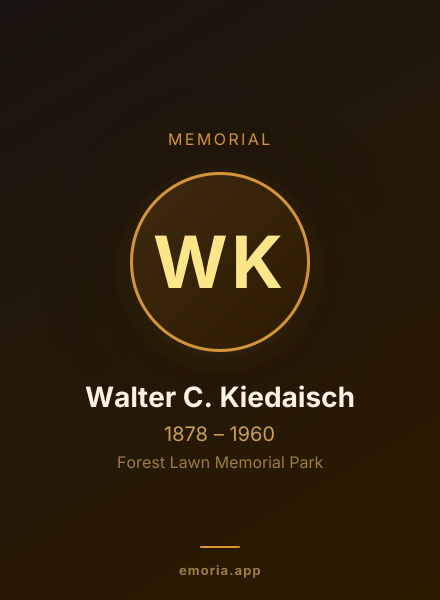 Memorial portrait of Walter C. Kiedaisch
