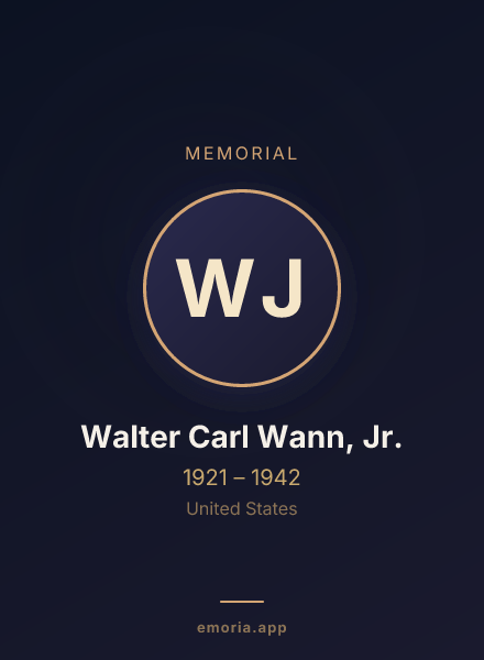 Memorial portrait of Walter Carl Wann, Jr.