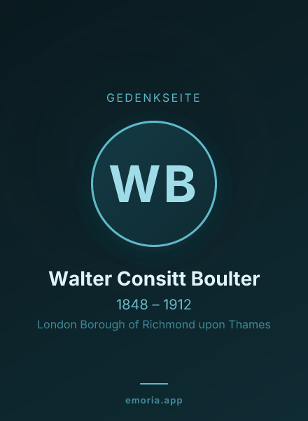Gedenkportrait von Walter Consitt Boulter