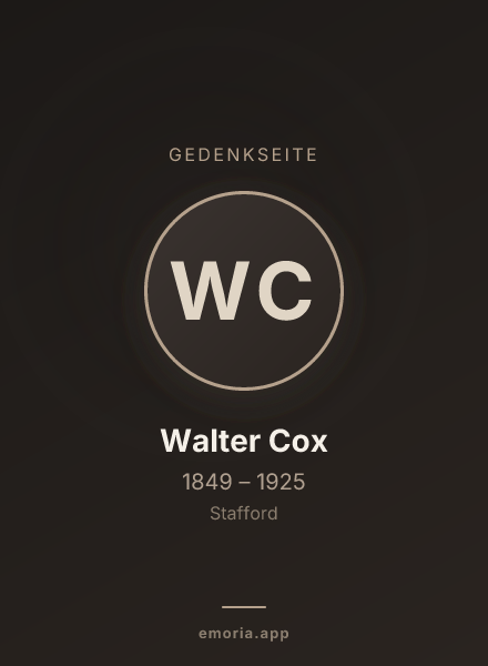 Gedenkportrait von Walter Cox