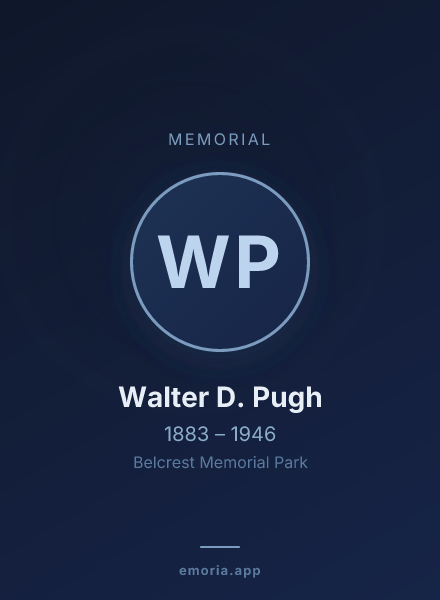 Memorial portrait of Walter D. Pugh