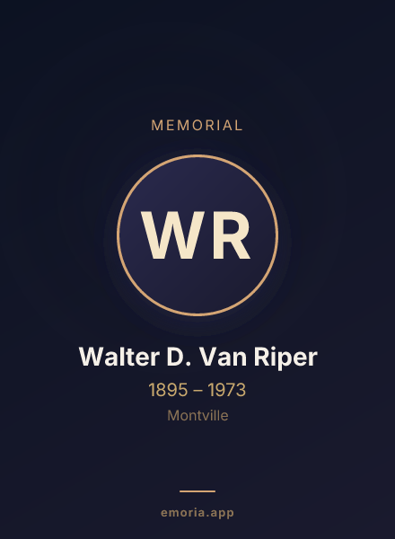 Memorial portrait of Walter D. Van Riper