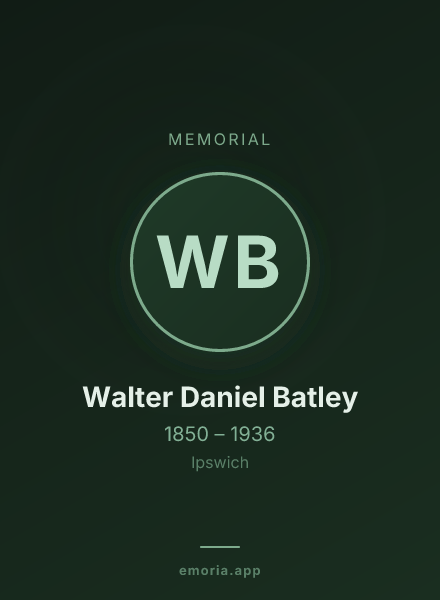 Memorial portrait of Walter Daniel Batley