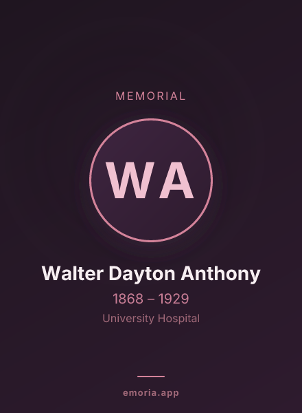 Memorial portrait of Walter Dayton Anthony