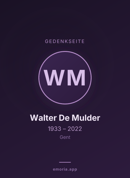 Gedenkportrait von Walter De Mulder