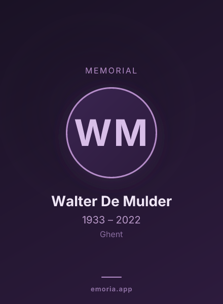 Memorial portrait of Walter De Mulder