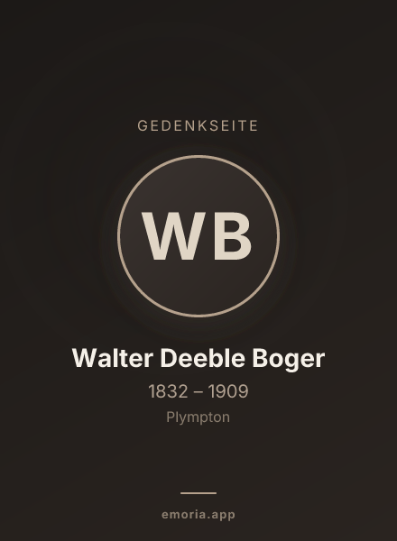 Gedenkportrait von Walter Deeble Boger