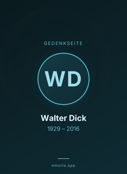 Gedenkportrait von Walter Dick