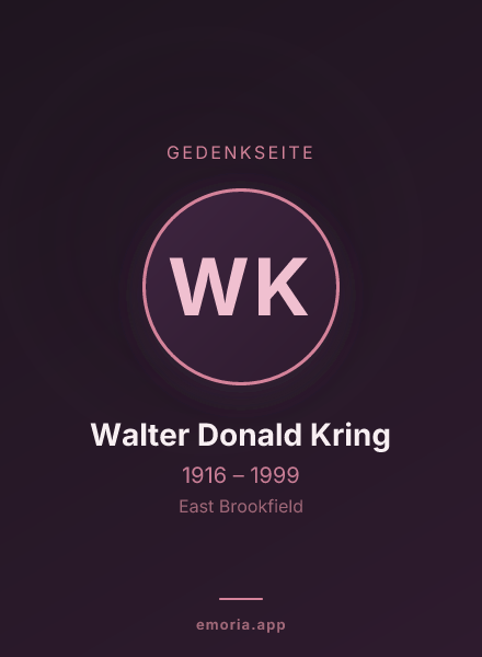 Gedenkportrait von Walter Donald Kring