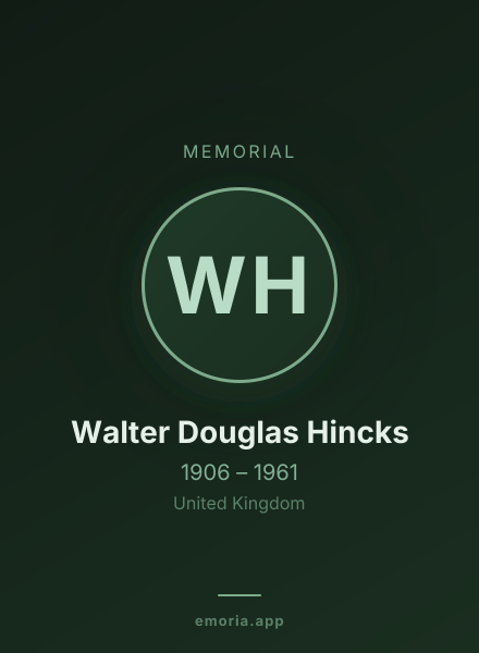 Memorial portrait of Walter Douglas Hincks