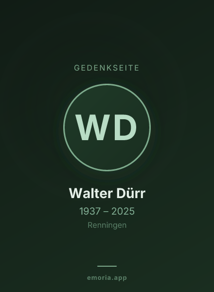 Gedenkportrait von Walter Dürr