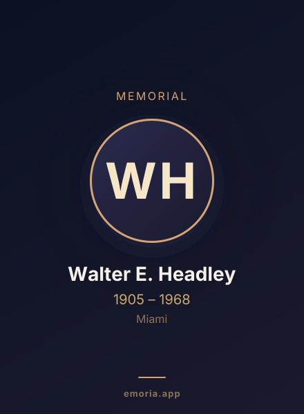 Memorial portrait of Walter E. Headley