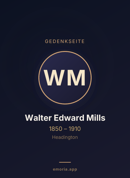 Gedenkportrait von Walter Edward Mills