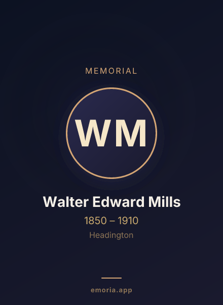 Memorial portrait of Walter Edward Mills