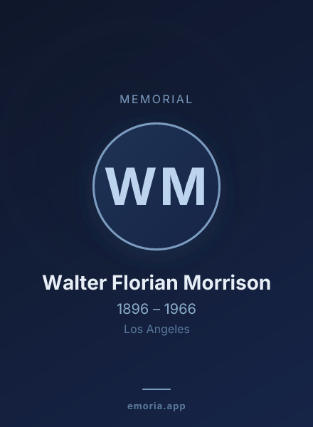 Memorial portrait of Walter Florian Morrison