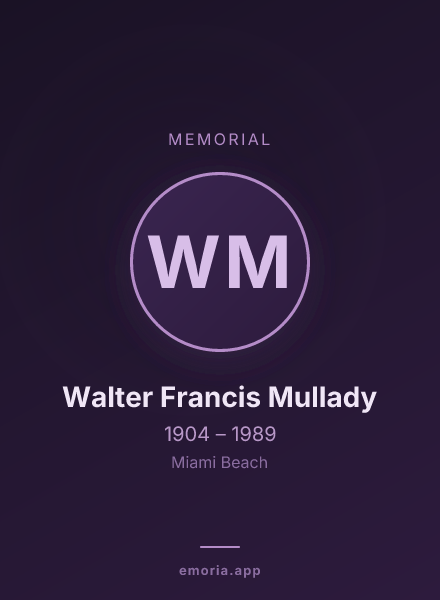 Memorial portrait of Walter Francis Mullady