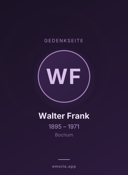 Gedenkportrait von Walter Frank
