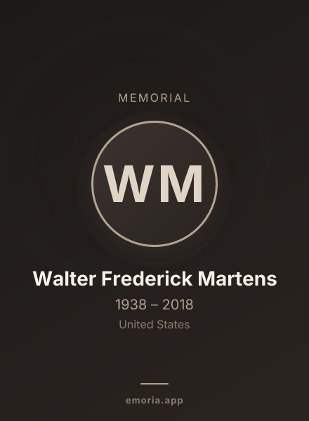 Memorial portrait of Walter Frederick Martens