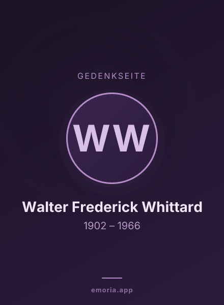 Gedenkportrait von Walter Frederick Whittard
